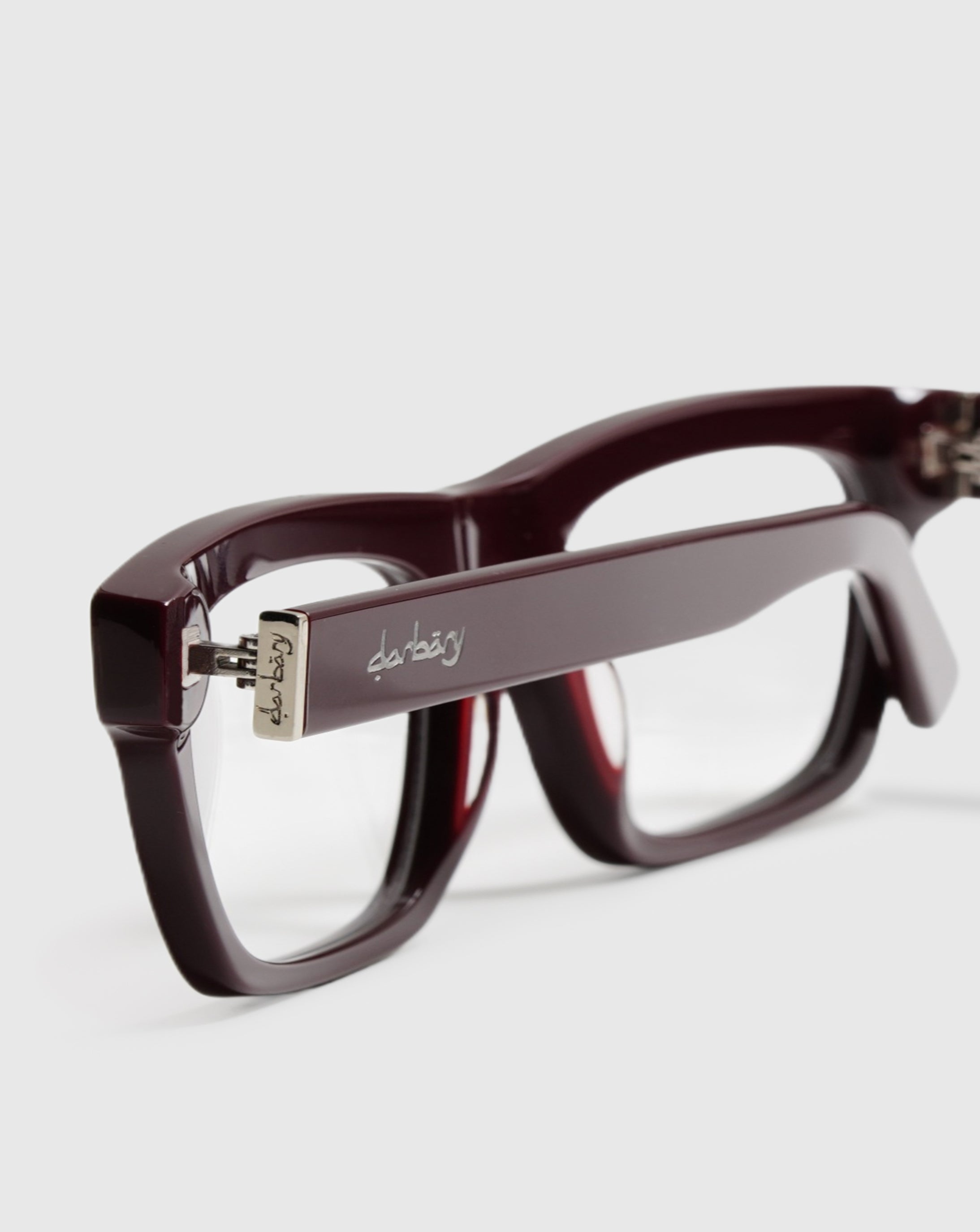 Lunettes de vue rectangle acétate rouge bordeaux Darbary Paris Couronnes